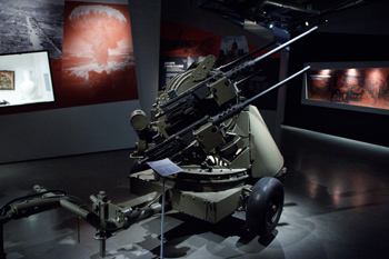 Photograph of Maxson 50 caliber gun turret at Bastogne War Museum.